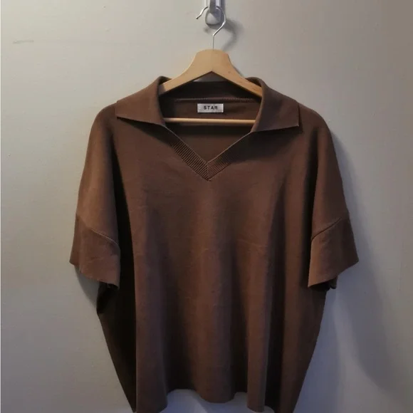 Brown Polo Shirt with Relaxed Fit and Textured Fabric - Picture 3 of 13